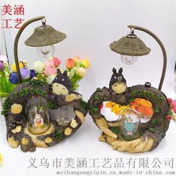 美涵廠家直銷 創(chuàng)意日式Zakka風(fēng)龍貓小夜燈，精美樹脂工藝品，理想學(xué)生禮品